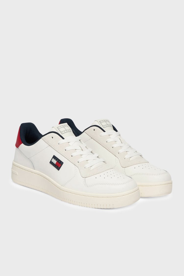 Tommy Jeans Deri Karışımlı Logolu Sneaker Erkek Ayakkabı EM0EM01681 YBL BEYAZ - Tommy Jeans (1)