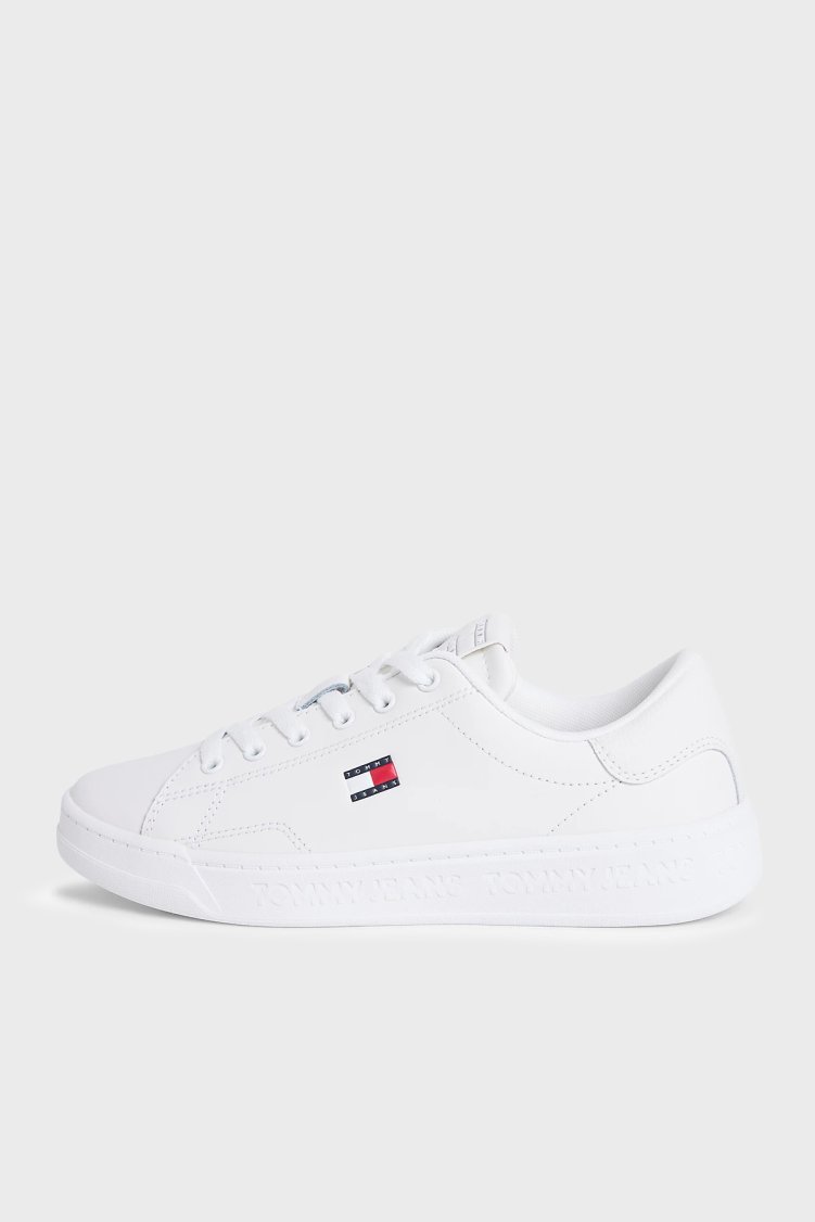 Tommy Jeans Deri Logolu Sneaker Kadın Ayakkabı EN0EN02960 YBL BEYAZ - Tommy Jeans (1)
