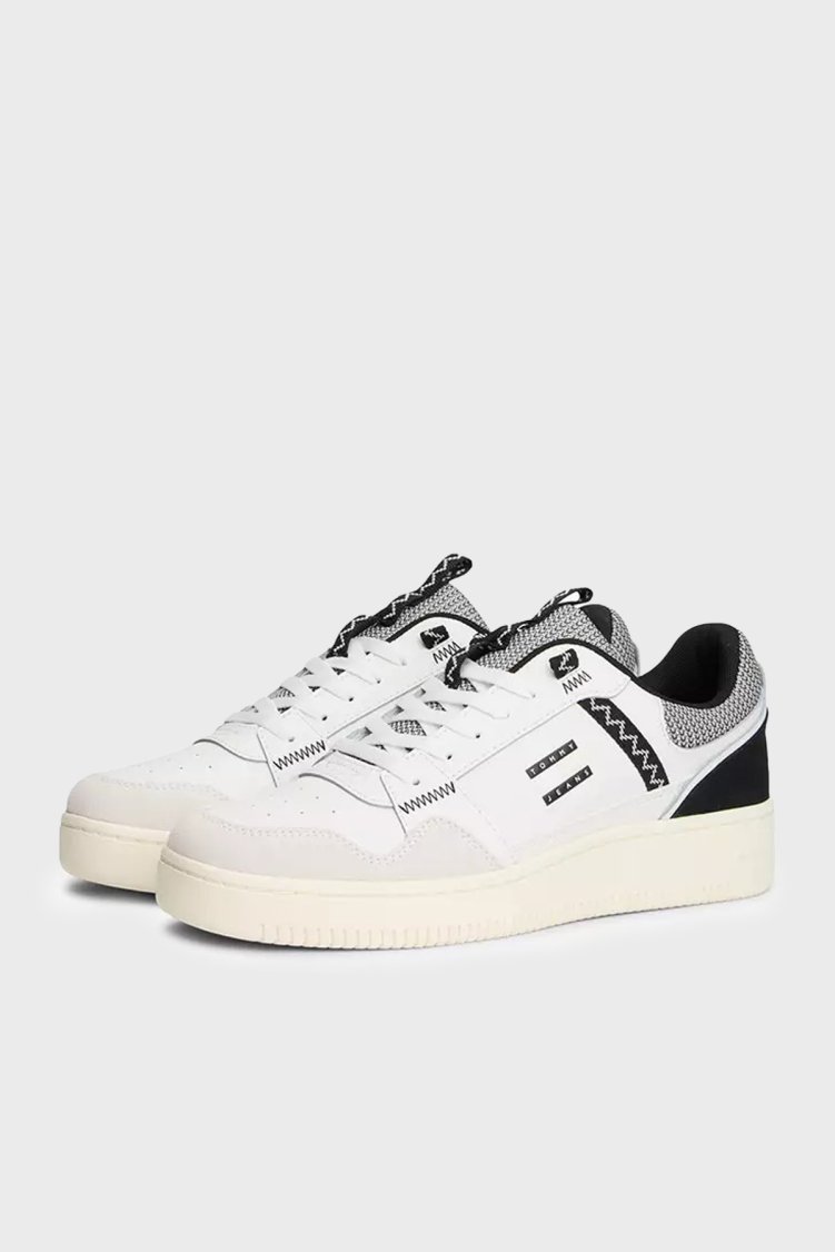 Tommy Jeans Deri Logolu Sneaker Erkek Ayakkabı EM0EM01657 0K9 BEJ-SİYAH - Tommy Hilfiger (1)