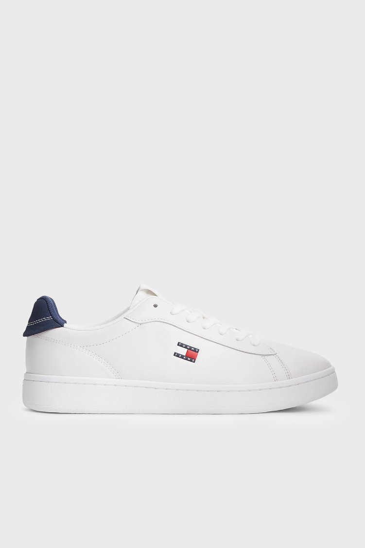 Tommy Jeans Deri Sneaker Erkek Ayakkabı EM0EM01791 0GZ Beyaz-mavi - Tommy Jeans