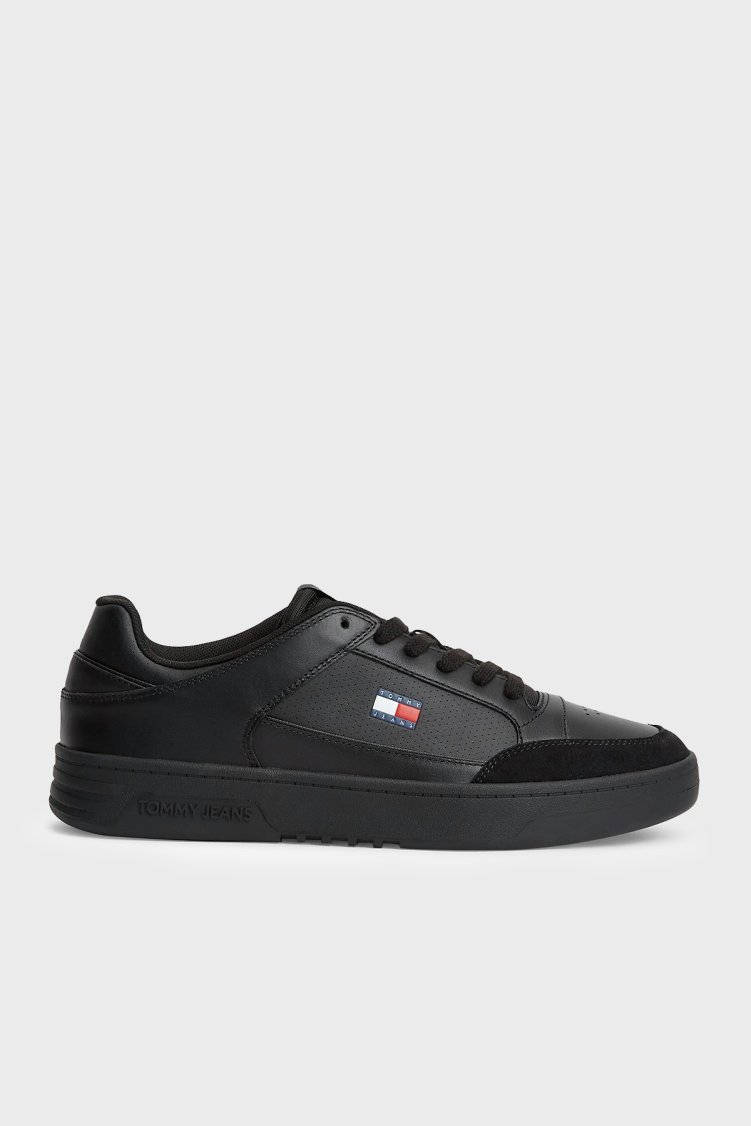 Tommy Jeans Deri Sneaker Erkek Ayakkabı EM0EM01792 BDS Siyah - Tommy Jeans