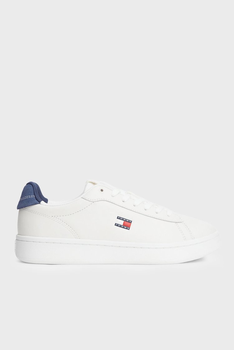 Tommy Jeans Deri Sneaker Kadın Ayakkabı EN0EN03146 0GZ Beyaz-mavi - Tommy Jeans