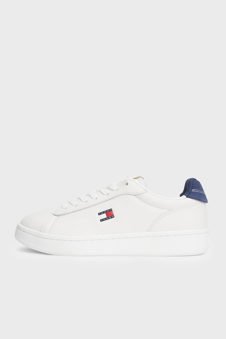 Tommy Jeans Deri Sneaker Kadın Ayakkabı EN0EN03146 0GZ Beyaz-mavi - Tommy Jeans (1)