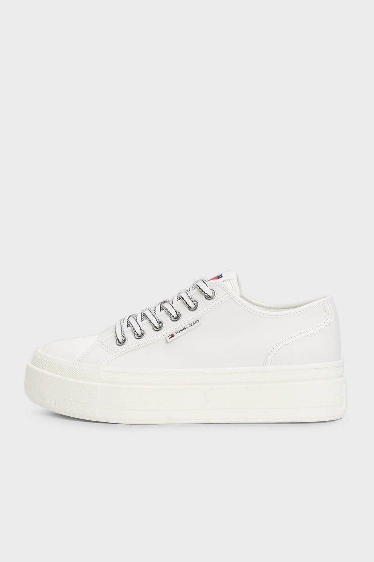 Tommy Jeans Hakiki Deri Kalın Tabanlı Sneaker Kadın Ayakkabı EN0EN02714 YBL BEYAZ - Tommy Jeans (1)