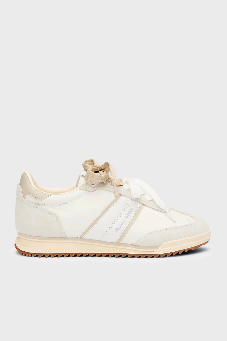 Tommy Jeans Hakiki Deri Logolu Sneaker Kadın Ayakkabı EN0EN03001 0GA BEJ - Tommy Jeans