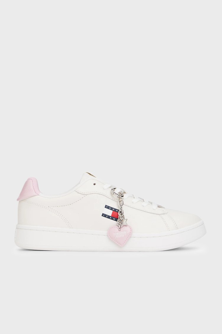 Tommy Jeans Hakiki Deri Logolu Sneaker Kadın Ayakkabı EN0EN03024 YBL BEYAZ - Tommy Jeans