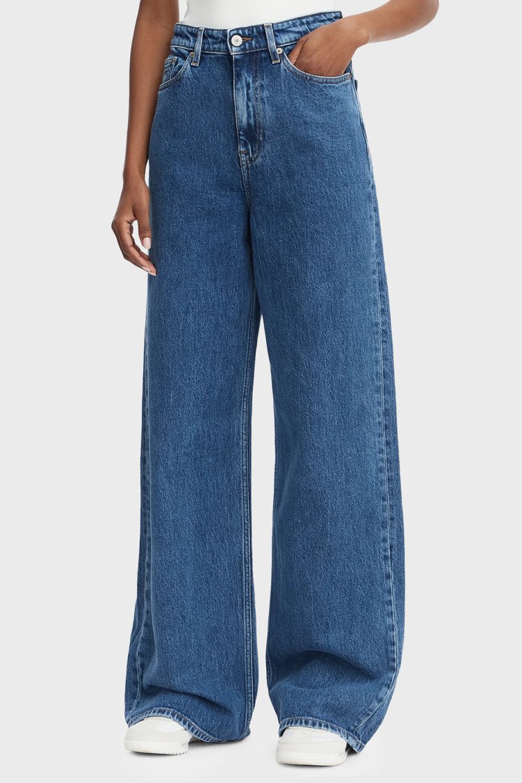 Tommy Jeans Pamuklu Wide Leg Fit Yüksek Bel Jean Kadın Kot Pantolon DW0DW23069 1A5 Mavi - Tommy Jeans
