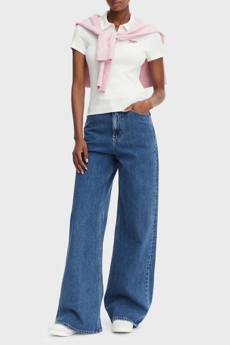 Tommy Jeans Pamuklu Wide Leg Fit Yüksek Bel Jean Kadın Kot Pantolon DW0DW23069 1A5 Mavi - Tommy Jeans (1)
