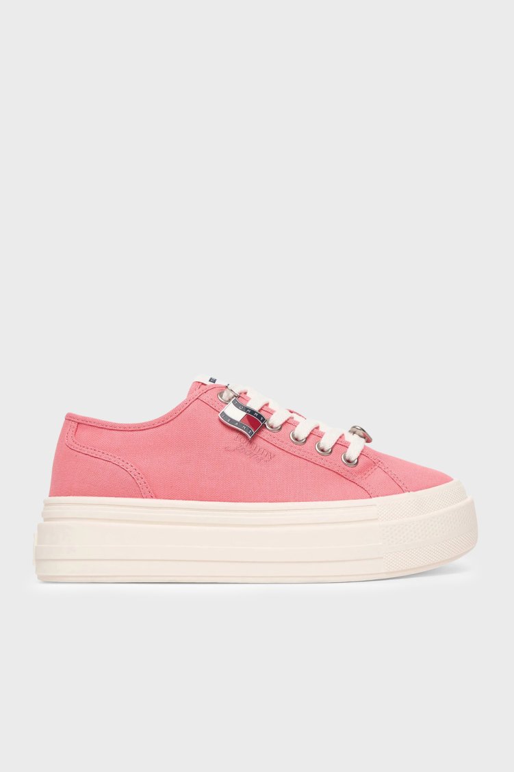 Tommy Jeans Kanvas Platformlu Süslemeli Sneaker Kadın Ayakkabı EN0EN02959 TI5 PEMBE - Tommy Jeans