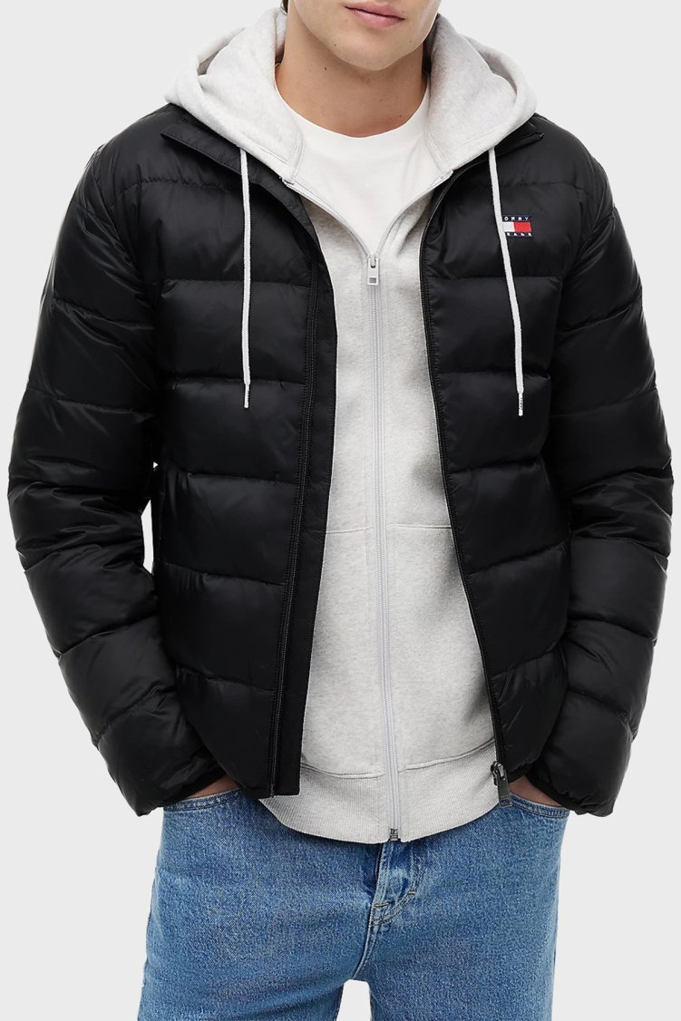 Tommy Jeans Kapitoneli Relaxed Fit Dik Yaka Erkek Mont DM0DM23231 BDS Siyah - Tommy Jeans