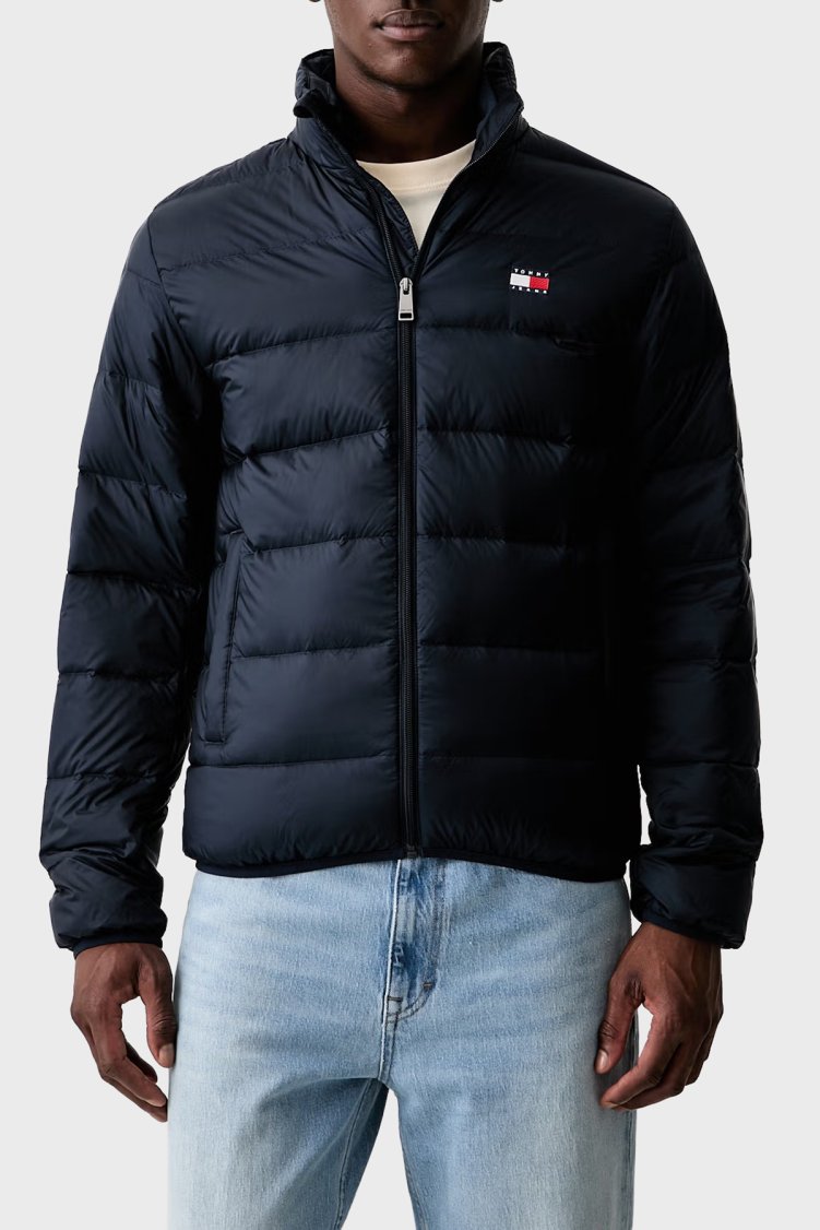 Tommy Jeans Kapitoneli Relaxed Fit Dik Yaka Erkek Mont DM0DM23231 C1G Lacivert - Tommy Jeans