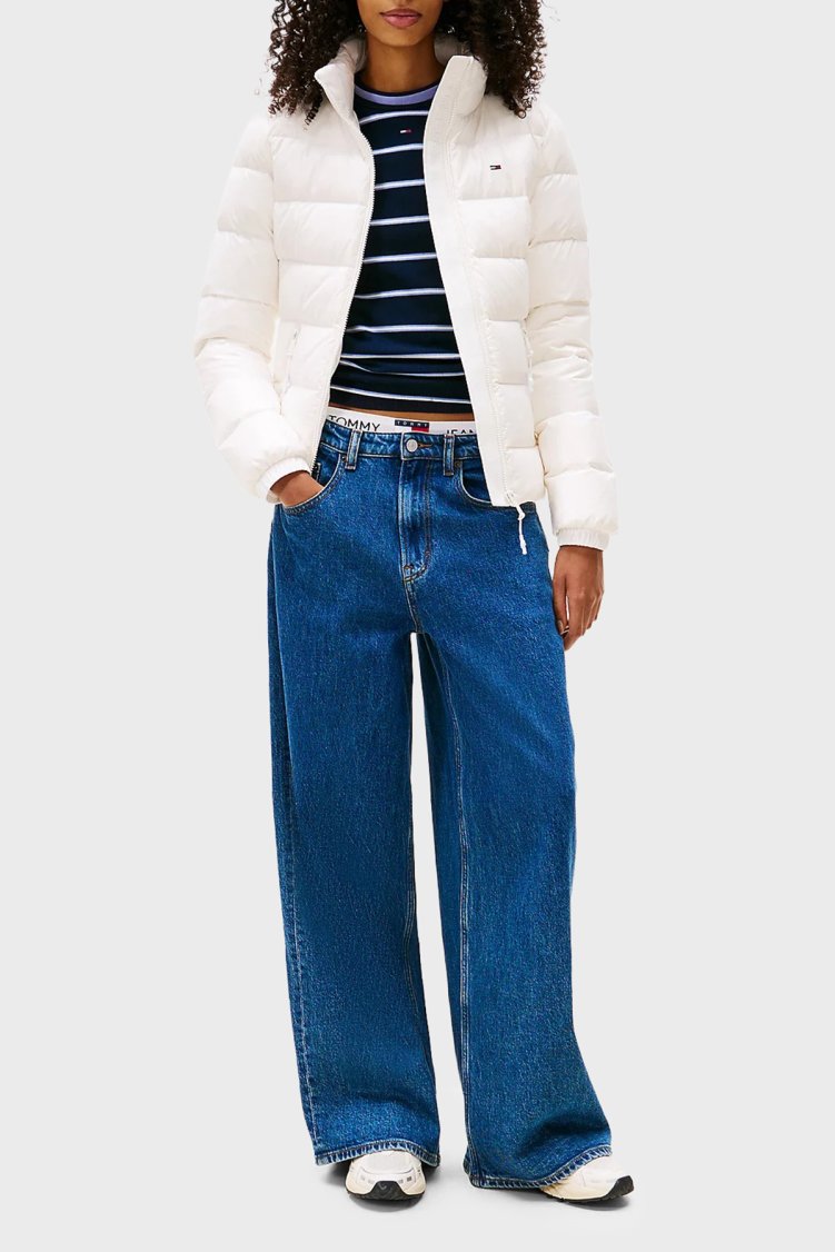 Tommy Jeans Kapitoneli Slim Fit Dik Yaka Su İtici Parlak Şişme Kadın Mont DW0DW21618 YBL BEYAZ - Tommy Jeans (1)