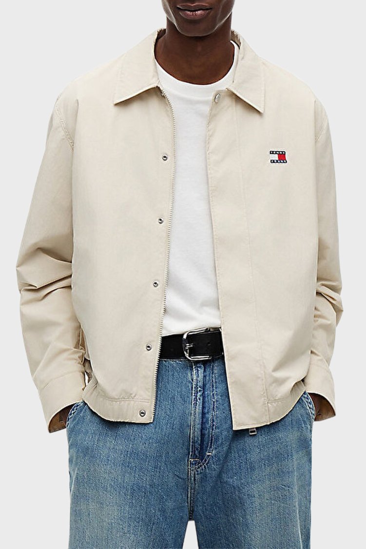 Tommy Jeans Klasik Yaka Çıtçıtlı Slim Fit Ceket Erkek Mont DM0DM22733 ACI Bej - Tommy Jeans