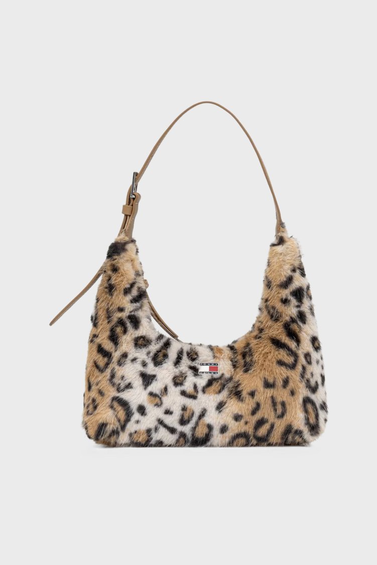 Tommy Jeans Leoparlı Omuz Askılı Kadın Çanta AW0AW19264 0HD Kahve - Tommy Jeans