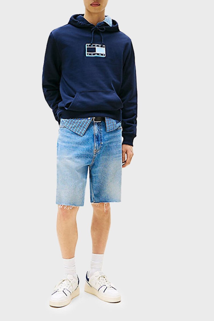 Tommy Jeans Logo Baskılı Pamuklu Regular Fit Kapüşonlu Erkek Sweat DM0DM21623 C1G LACİVERT - Tommy Jeans (1)