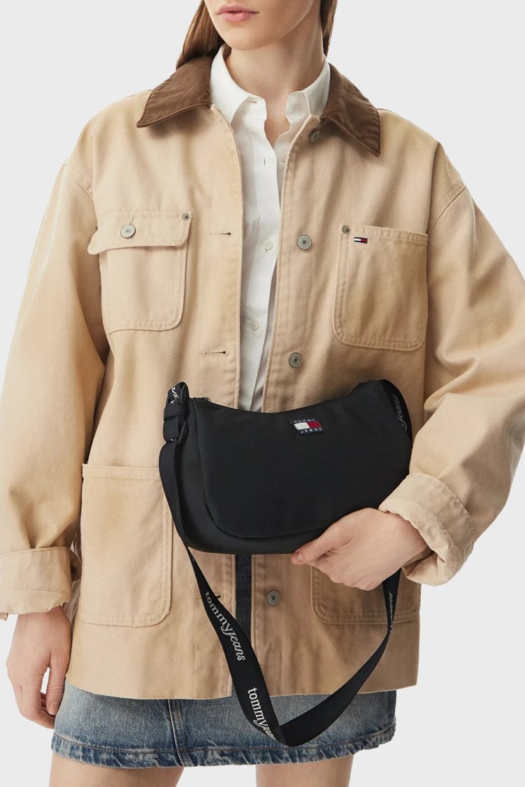 Tommy Jeans Logolu Ayarlanabilir Askılı Kadın Çanta AW0AW18768 BDS Siyah - Tommy Jeans