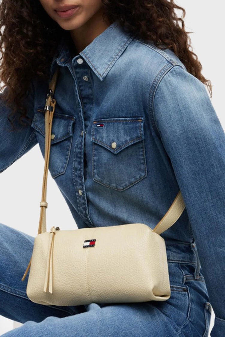 Tommy Jeans Logolu Ayarlanabilir Askılı Kadın Çanta AW0AW18775 ACX Bej - Tommy Jeans (1)