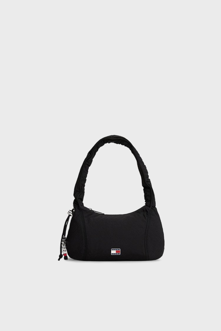 Tommy Jeans Logolu Büzgülü Askı Detaylı Kadın Çanta AW0AW18068 BDS SİYAH - Tommy Jeans