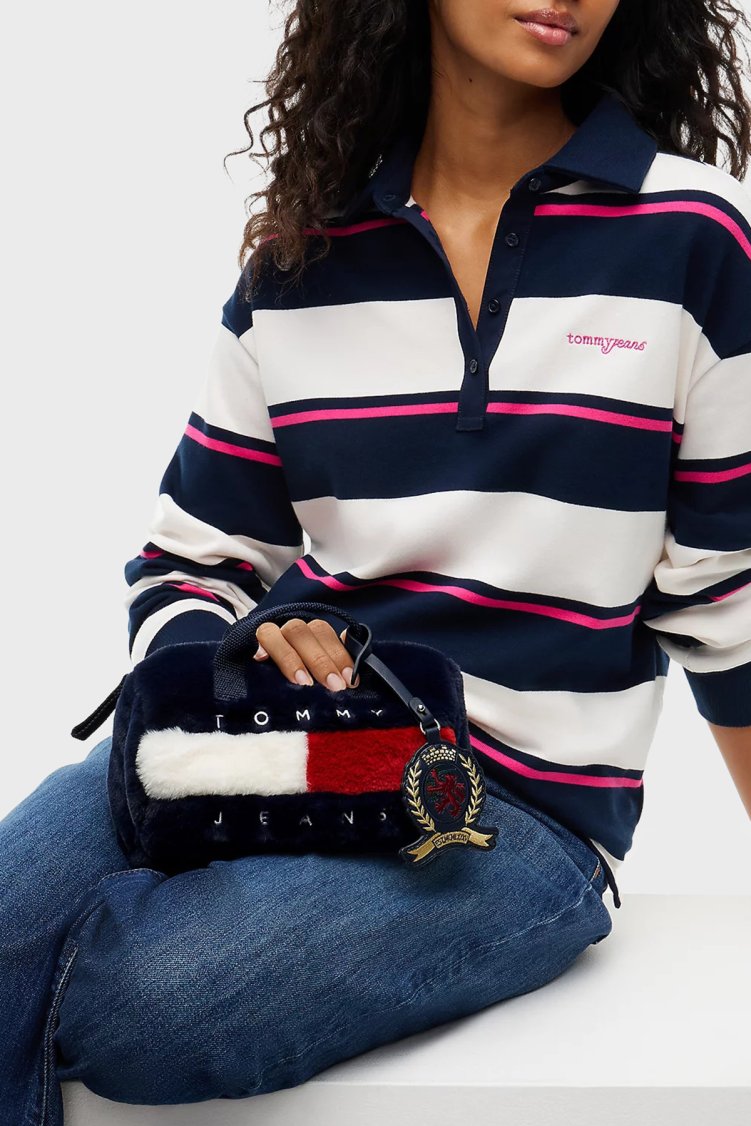 Tommy Jeans Logolu Çıkarılabilir Askılı Peluş Kadın Çanta AW0AW19080 C1G Lacivert - Tommy Jeans (1)