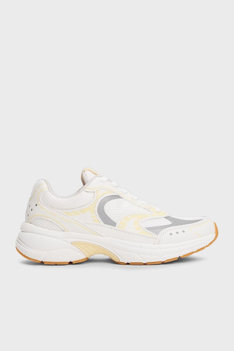 Tommy Jeans Logolu Kalın Tabanlı Sneaker Kadın Ayakkabı EN0EN02745 ZGB BEYAZ-SARI - Tommy Jeans