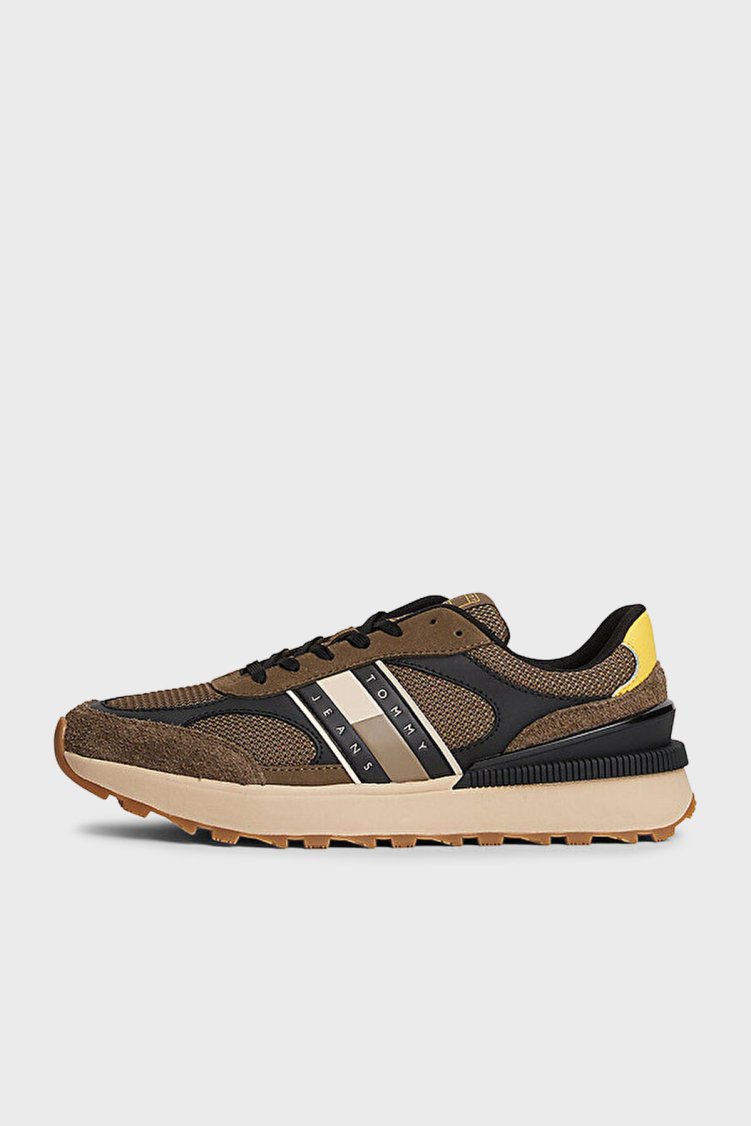 Tommy Jeans Logolu Kalın Tabanlı Süet Sneaker Erkek Ayakkabı EM0EM01537 RBM KOYU HAKİ - Tommy Jeans (1)
