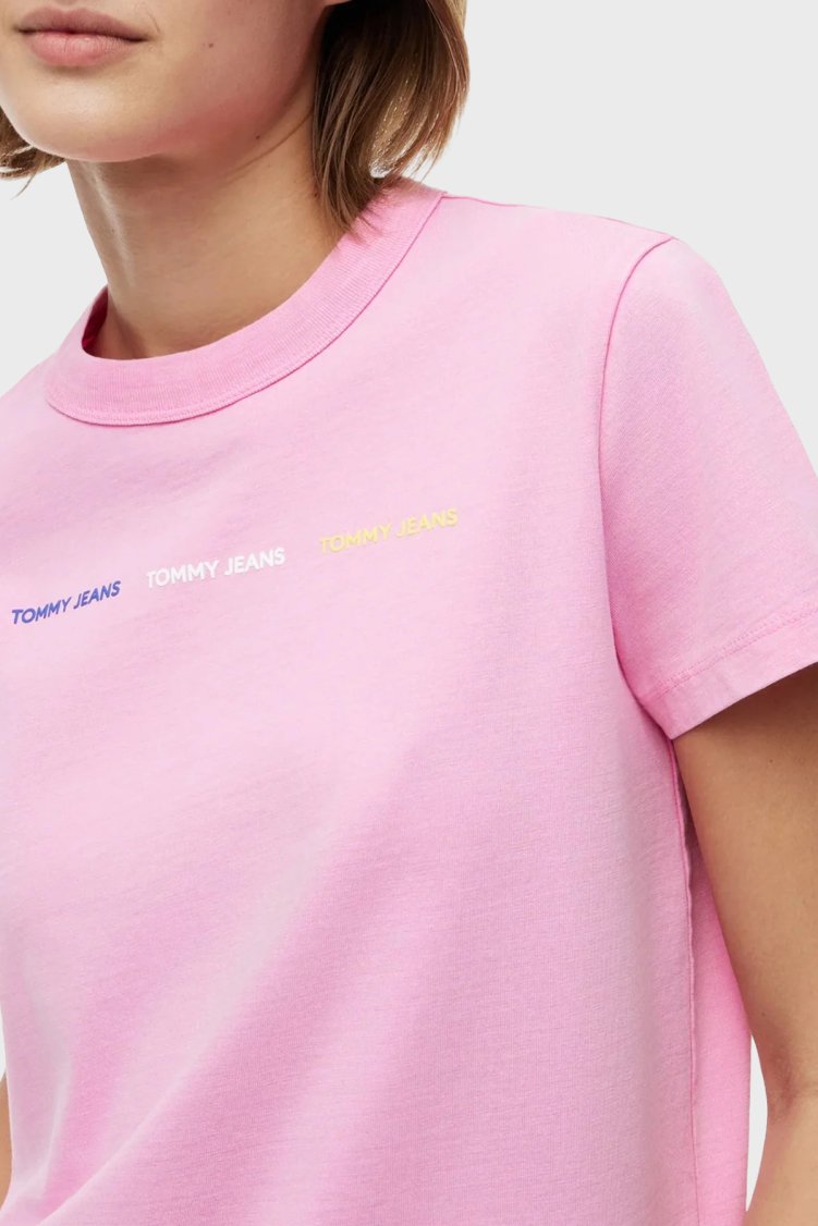 Tommy Jeans Logolu Pamuklu Bisiklet Yaka Kadın T Shirt DW0DW22905 TOU Pembe - Tommy Jeans (1)
