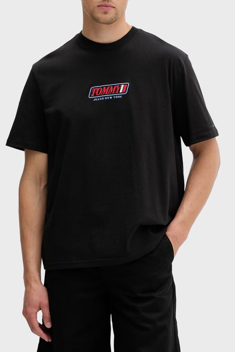 Tommy Jeans Logolu Pamuklu Regular Fit Bisiklet Yaka Erkek T Shirt DM0DM22546 BDS SİYAH - Tommy Jeans