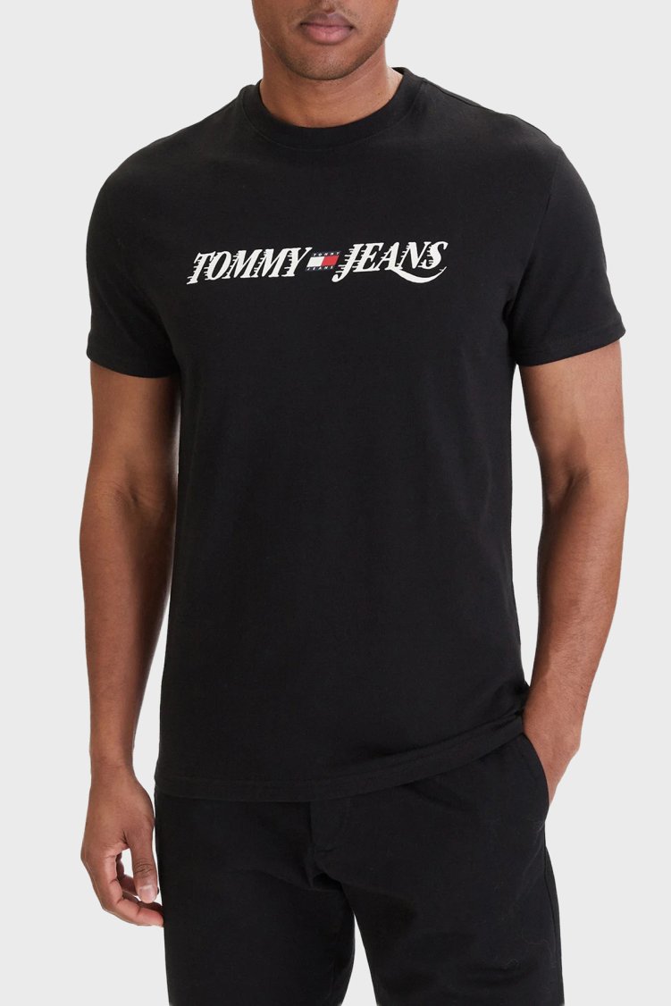 Tommy Jeans Logolu Pamuklu Regular Fit Bisiklet Yaka Erkek T Shirt DM0DM22548 BDS SİYAH - Tommy Jeans