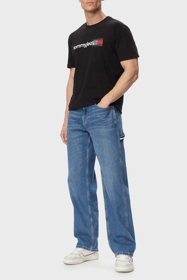 Tommy Jeans Logolu Pamuklu Regular Fit Bisiklet Yaka Erkek T Shirt DM0DM23406 BDS Siyah - Tommy Jeans (1)