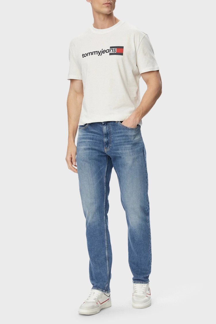 Tommy Jeans Logolu Pamuklu Regular Fit Bisiklet Yaka Erkek T Shirt DM0DM23406 YBL Beyaz - Tommy Jeans (1)