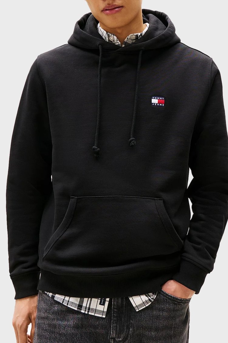 Tommy Jeans Logolu Pamuklu Regular Fit Kapüşonlu Erkek Sweat DM0DM20258 BDS SİYAH - Tommy Jeans