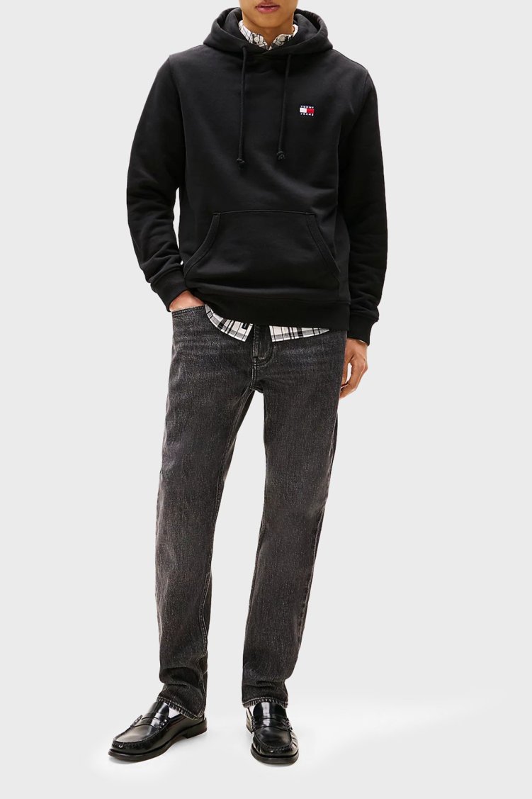 Tommy Jeans Logolu Pamuklu Regular Fit Kapüşonlu Erkek Sweat DM0DM20258 BDS SİYAH - Tommy Jeans (1)