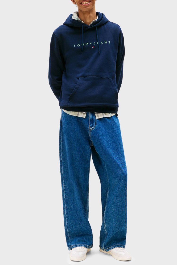 Tommy Jeans Logolu Pamuklu Regular Fit Kapüşonlu Polar Erkek Sweat DM0DM20746 0GY LACİVERT - Tommy Jeans (1)
