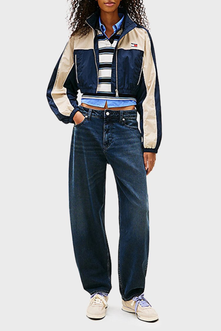 Tommy Jeans Logolu Regular Fit Dik Yaka Crop Kadın Mont DW0DW22055 C1G LACİVERT - Tommy Jeans (1)
