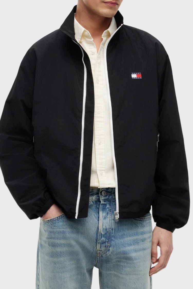 Tommy Jeans Logolu Regular Fit Dik Yaka Erkek Mont DM0DM23229 BDS Siyah - Tommy Jeans
