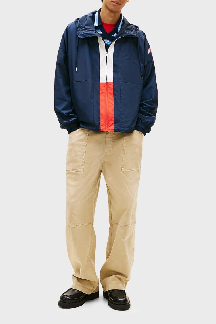 Tommy Jeans Oversize Fit Logolu Kapüşon Yaka Erkek Mont DM0DM22736 C1G LACİVERT - Tommy Jeans (1)