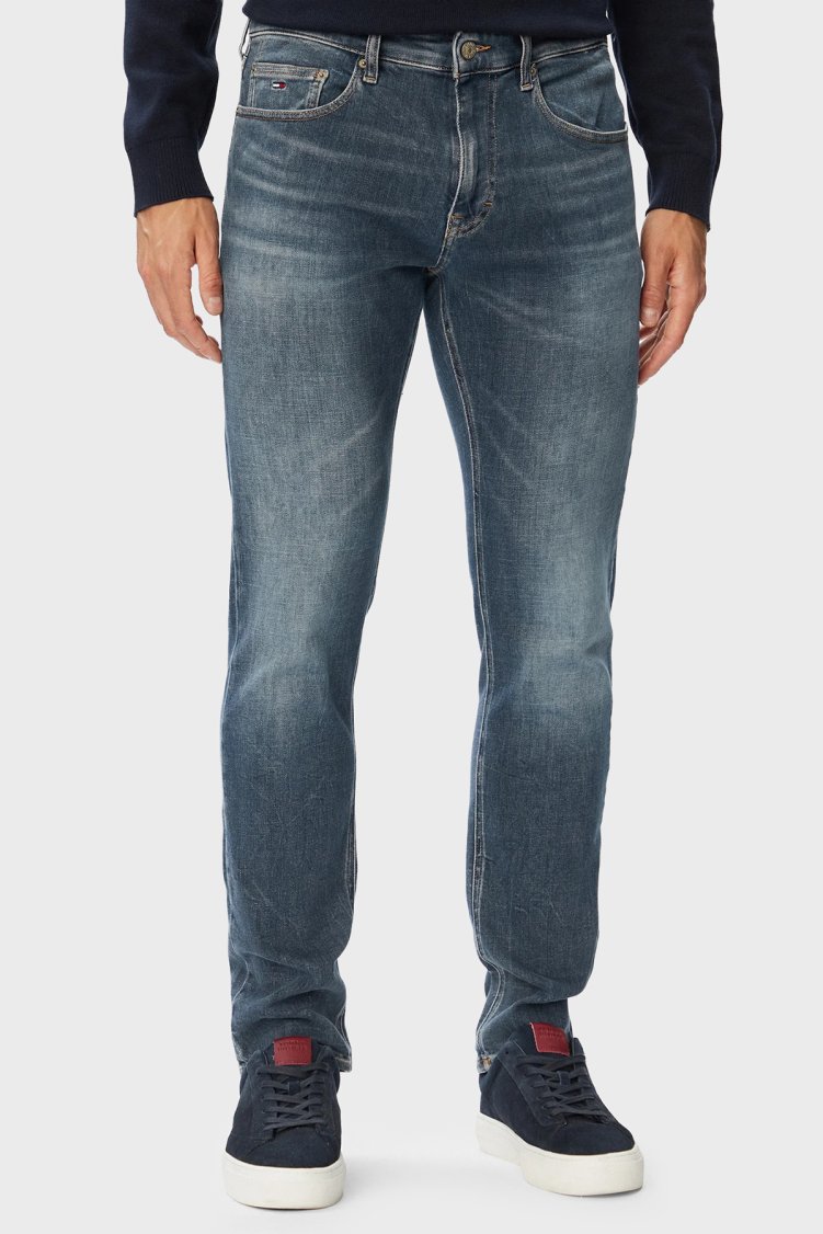Tommy Jeans Pamuk Slim Fit Normal Bel Dar Paça Jean Erkek Kot Pantolon DM0DM23346 1DA Gri - Tommy Jeans
