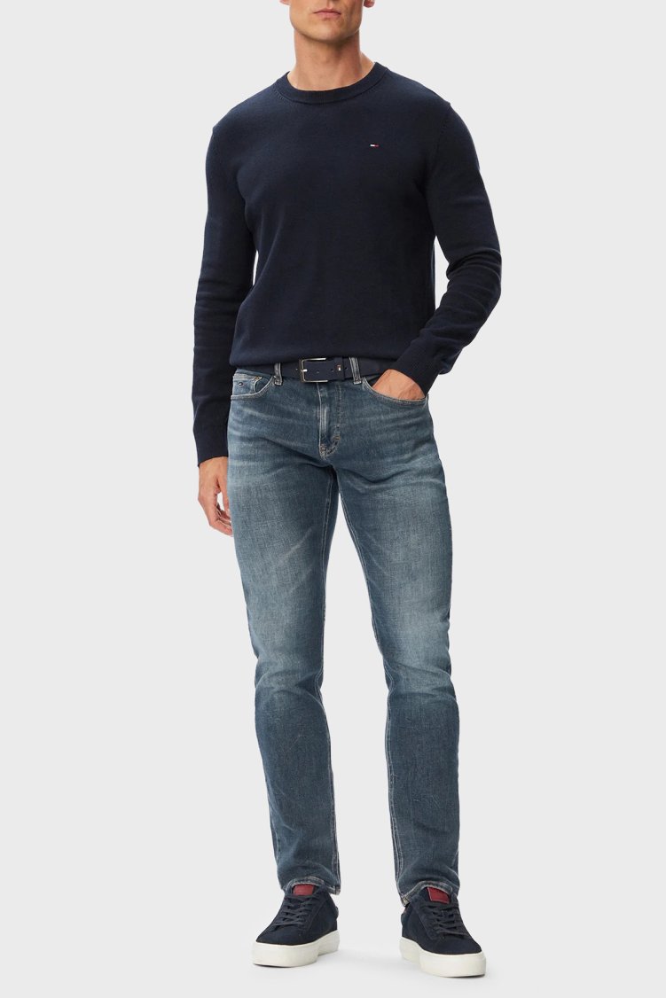 Tommy Jeans Pamuk Slim Fit Normal Bel Dar Paça Jean Erkek Kot Pantolon DM0DM23346 1DA Gri - Tommy Jeans (1)