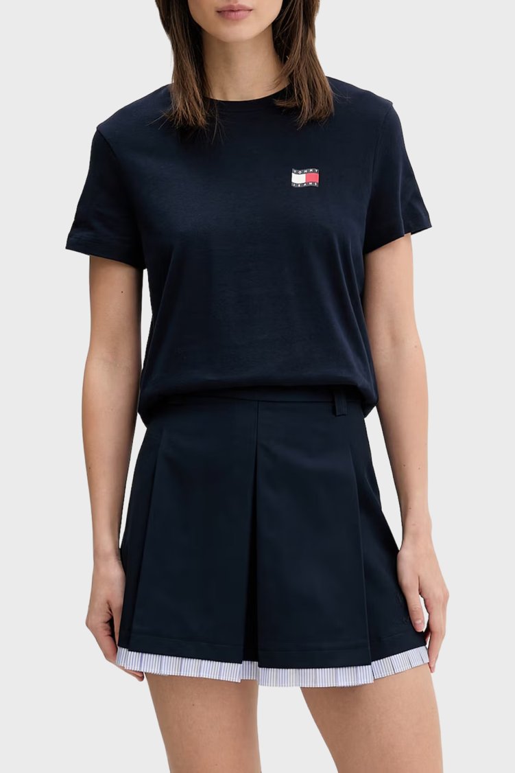 Tommy Jeans Pamuklu Logo Baskılı Regular Fit Bisiklet Yaka Kadın T Shirt DW0DW22274 C1G LACİVERT - Tommy Jeans