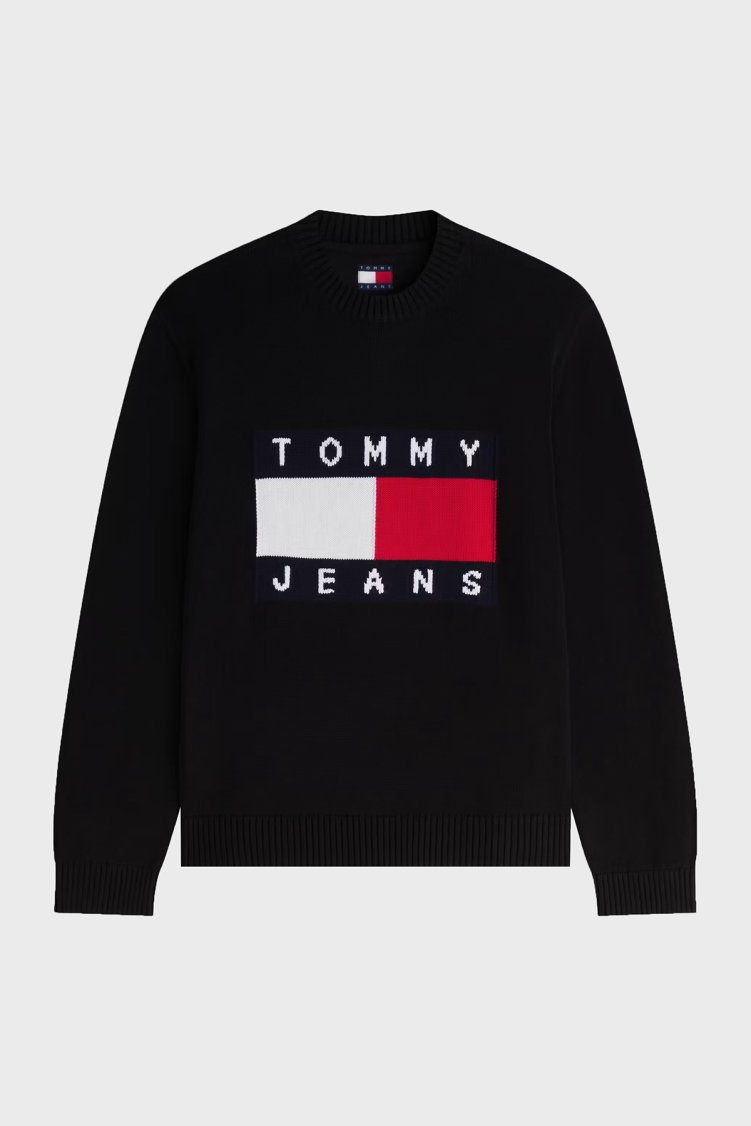 Tommy Jeans Pamuklu Logolu Regular Fit Erkek Kazak DM0DM23413 BDS Siyah - Tommy Jeans (1)