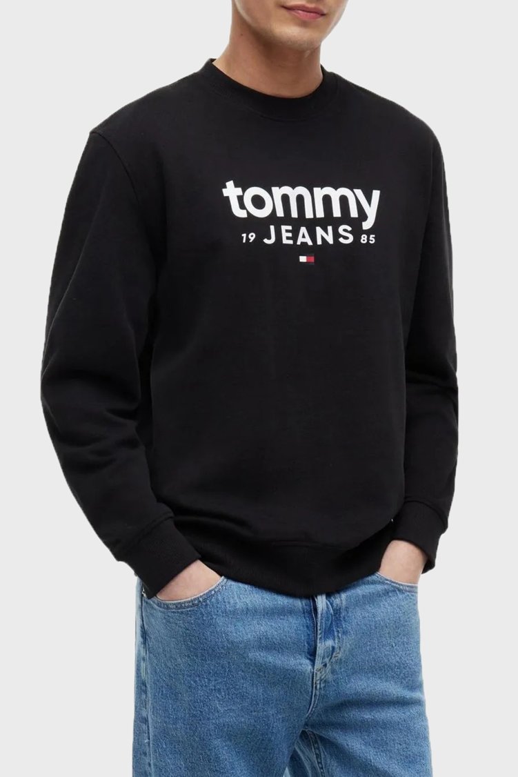 Tommy Jeans Pamuklu Regular Fit Bisiklet Yaka Erkek Sweat DM0DM23392 BDS Siyah - Tommy Jeans