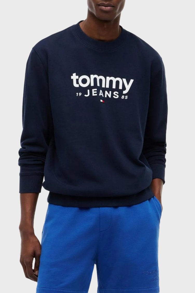 Tommy Jeans Pamuklu Regular Fit Bisiklet Yaka Erkek Sweat DM0DM23392 C1G Lacivert - Tommy Jeans