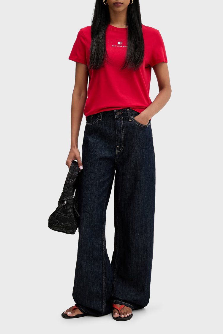 Tommy Jeans Pamuklu Regular Fit Bisiklet Yaka Kadın T Shirt DW0DW22789 XK9 Kırmızı - Tommy Jeans (1)