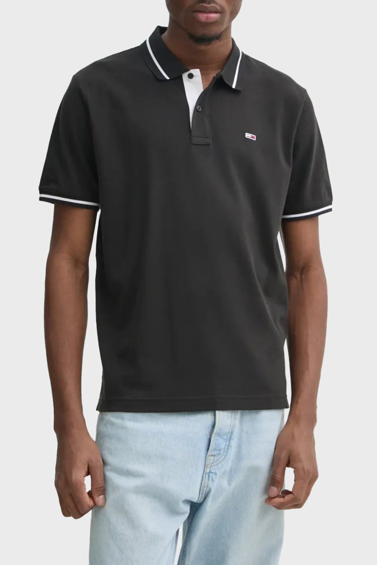 Tommy Jeans Pamuklu Regular Fit Düğmeli Erkek Polo Yaka T Shirt DM0DM20745 PT2 KOYU GRİ - Tommy Jeans