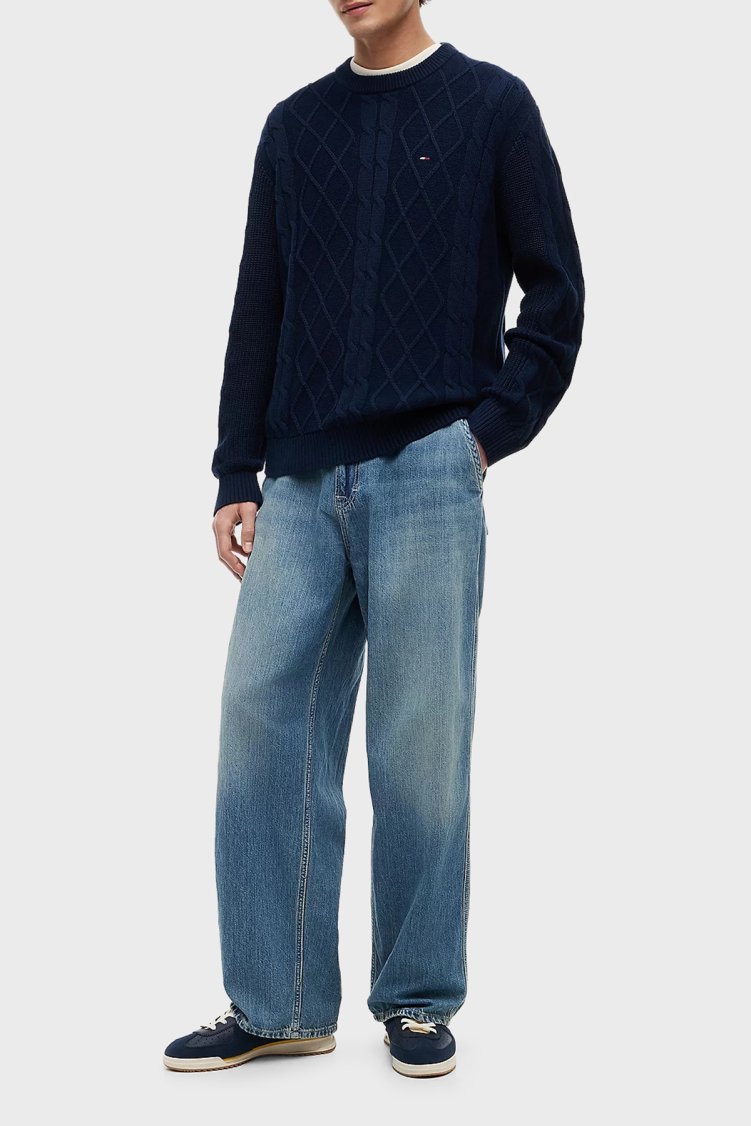Tommy Jeans Pamuklu Regular Fit Erkek Kazak DM0DM23405 C1G Lacivert - Tommy Jeans (1)