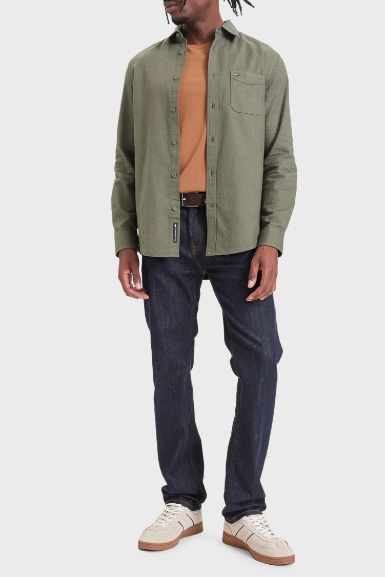 Tommy Jeans Pamuklu Regular Fit Göğüs Cep Detaylı Erkek Gömlek DM0DM23529 M04 Yeşil - Tommy Jeans (1)