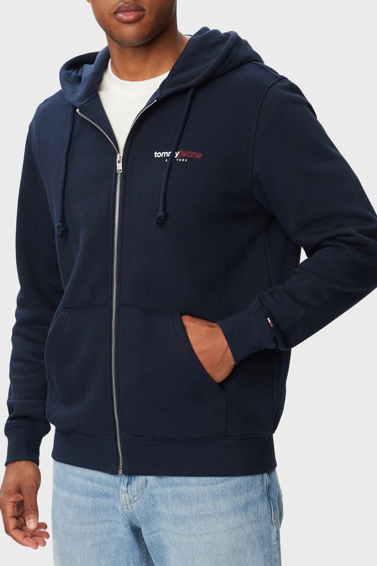 Tommy Jeans Pamuklu Regular Fit Kapüşonlu Erkek Sweat DM0DM23404 C1G Lacivert - Tommy Jeans