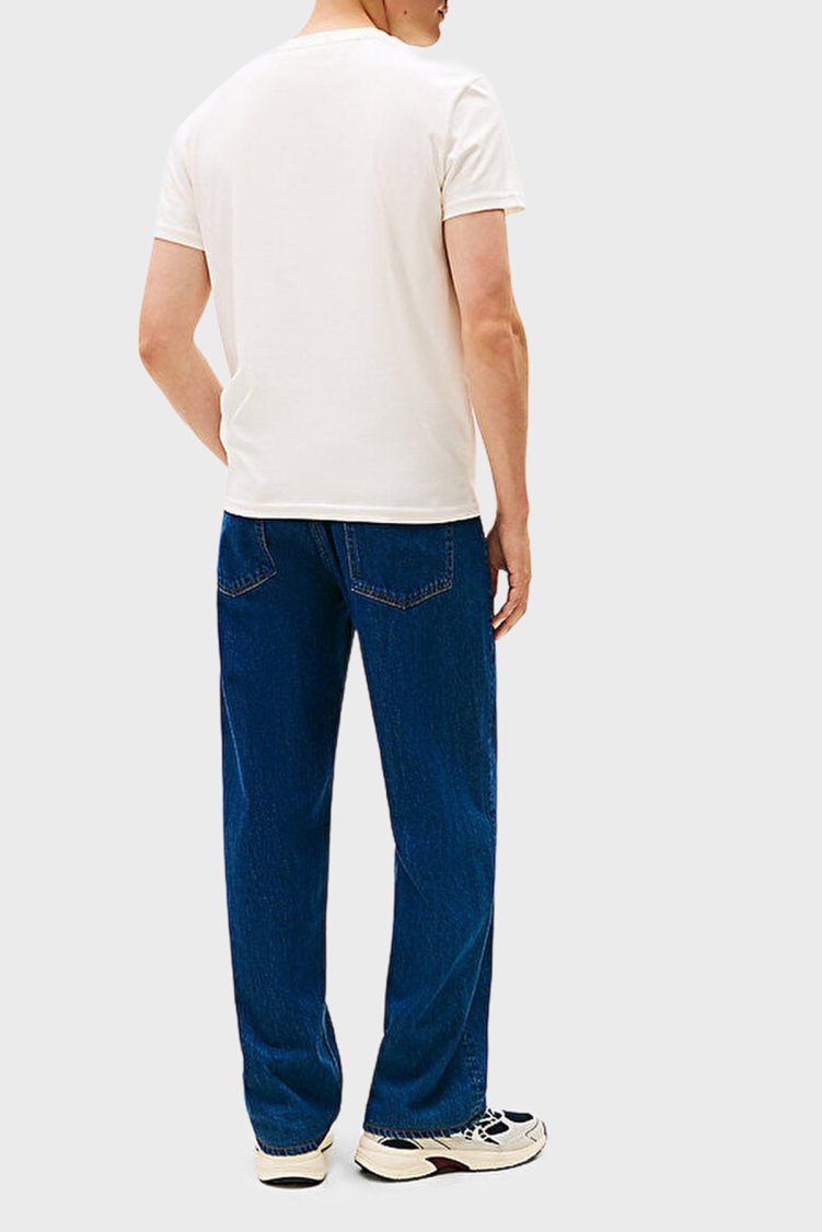 Tommy Jeans Pamuklu Regular Fit Logolu Bisiklet Yaka Erkek T Shirt DM0DM22645 YBH BEYAZ - Tommy Jeans (1)