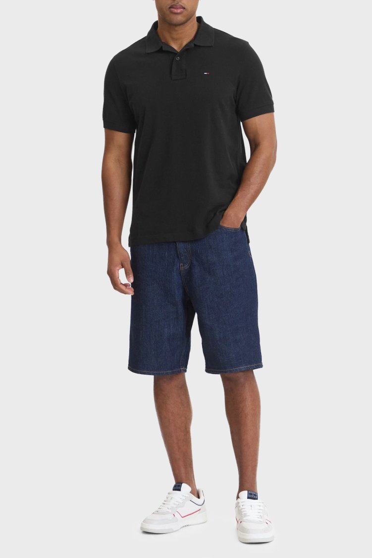Tommy Jeans Pamuklu Regular Fit Logolu Düğmeli Erkek Polo Yaka T Shirt DM0DM22711 BDS SİYAH - Tommy Jeans (1)