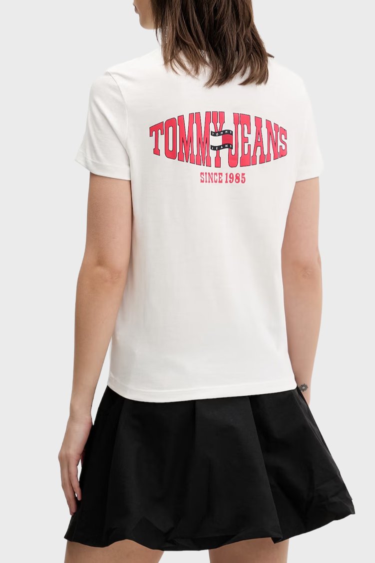Tommy Jeans Pamuklu Sırt Baskılı Regular Fit Bisiklet Yaka Kadın T Shirt DW0DW22274 YBL BEYAZ - Tommy Jeans (1)